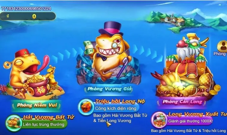 Bí Kíp Chơi Bắn Cá Royal Fishing Tại KUBET Bách Phát Bách Trúng 2 Các phòng chơi trong game Bắn Cá Royal Fishing Tại KUBET