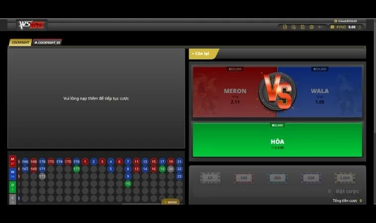 Toàn Tập Cách Chơi Đá Gà WS168 Tại KUBET Cho Người Mới 2 Các cửa cược tại sảnh Đá Gà WS168 Tại KUBET